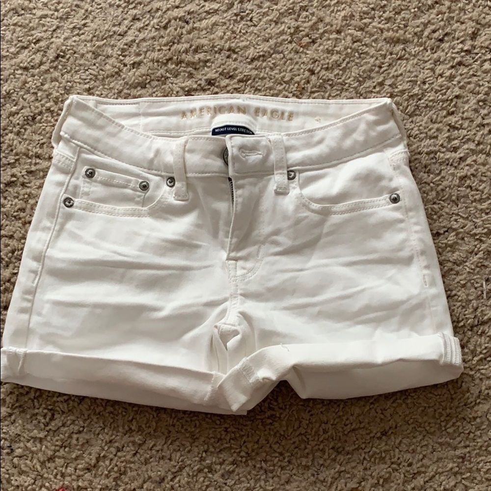white denim shorts